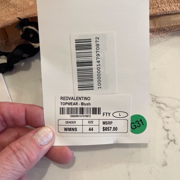 RED VALENTINO Cropped One Sleeve Tulle Swiss Dot Top. EU 44 or U.S. 8 NWT. $657! - Picture 5 of 10